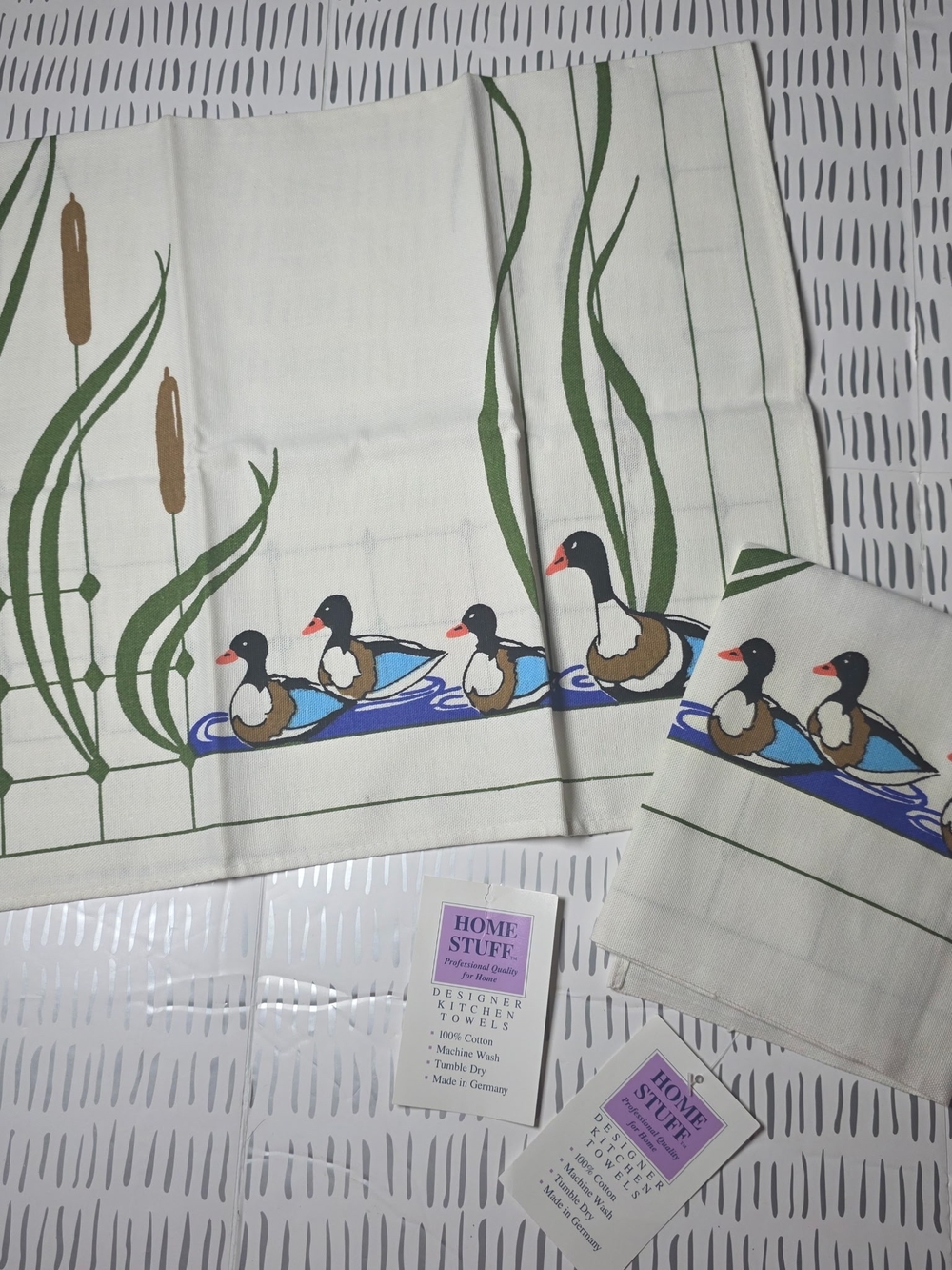 Home Stuff Duck Cattail Kitchen Towels Set of 2 Germany Cotton